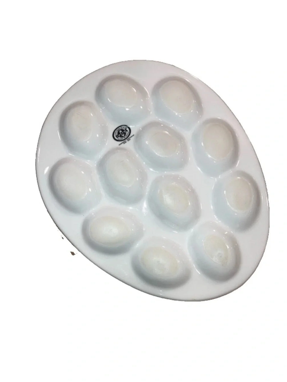 BIA Cordon Bleu White Porcelain Deviled Egg Plate Oval Serving Platter 12 Eggs.